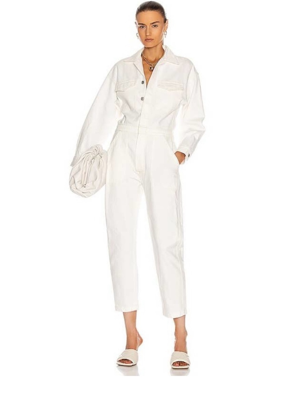 Citizens of Humanity Marta Denim Jean Boiler Straight Leg Jumpsuit Idyll White